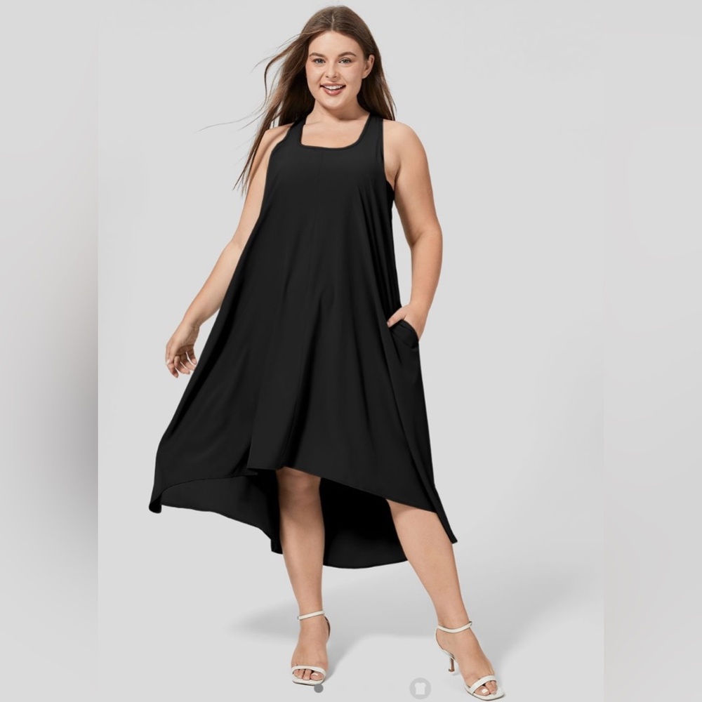 Racerback Quick Dry Midi Plus Dress - black, 3x